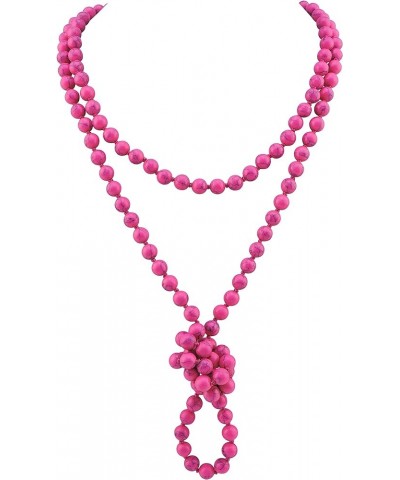 Fashion Beads Rope Knot Long Beaded Necklace Versatile 60" Strand Costume Jewelry for Women and Men Magenta $10.46 Necklaces