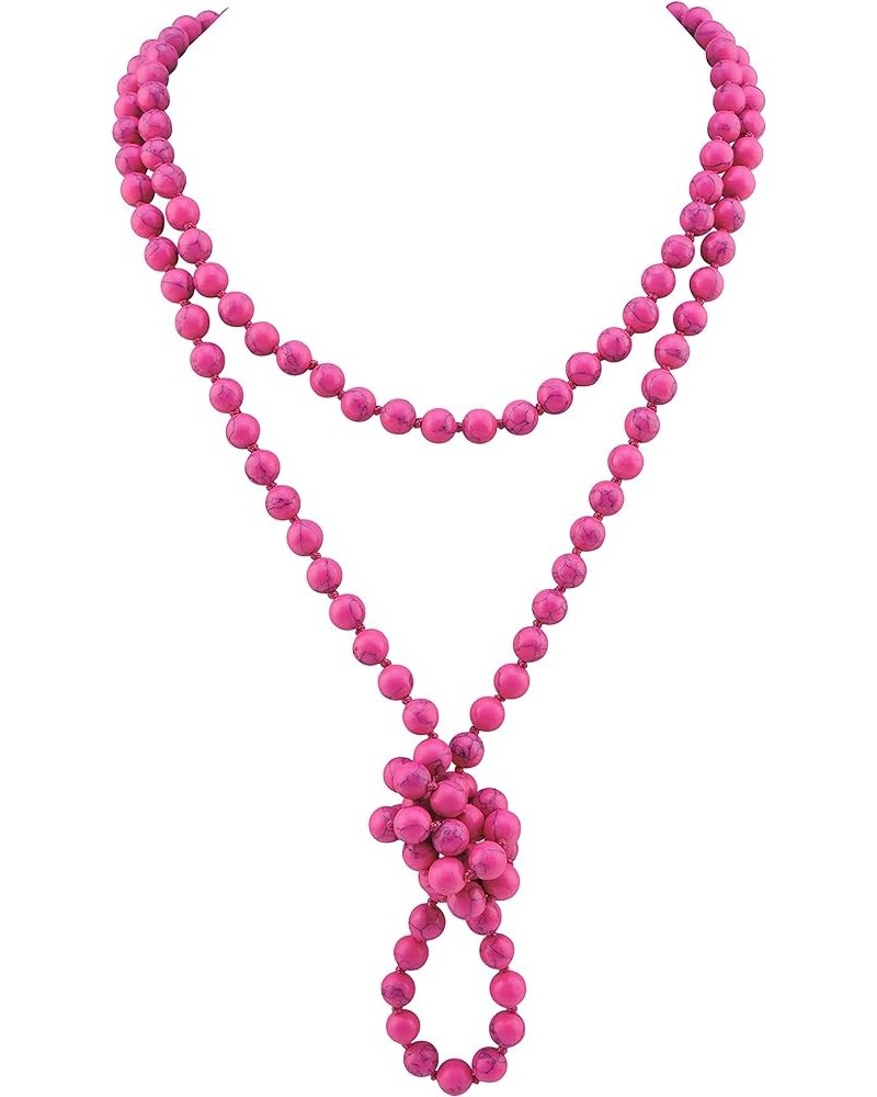 Fashion Beads Rope Knot Long Beaded Necklace Versatile 60" Strand Costume Jewelry for Women and Men Magenta $10.46 Necklaces