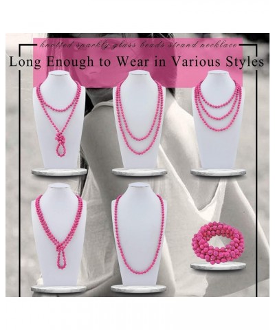 Fashion Beads Rope Knot Long Beaded Necklace Versatile 60" Strand Costume Jewelry for Women and Men Magenta $10.46 Necklaces