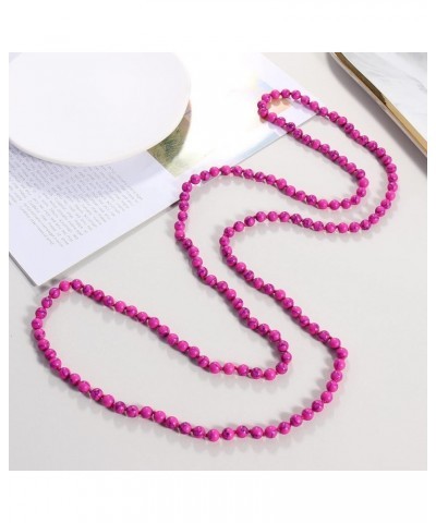 Fashion Beads Rope Knot Long Beaded Necklace Versatile 60" Strand Costume Jewelry for Women and Men Magenta $10.46 Necklaces