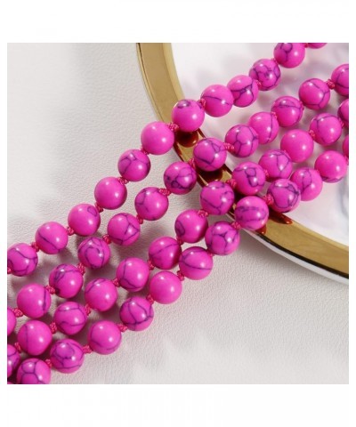 Fashion Beads Rope Knot Long Beaded Necklace Versatile 60" Strand Costume Jewelry for Women and Men Magenta $10.46 Necklaces