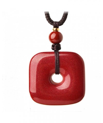 Cinnabar Square PinAn Buckle Mascot Women's Men's Birth Year Necklace Attract Good Luck Wealth Jewelry Gift $11.50 Necklaces