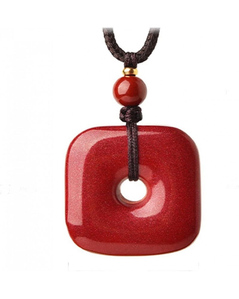 Cinnabar Square PinAn Buckle Mascot Women's Men's Birth Year Necklace Attract Good Luck Wealth Jewelry Gift $11.50 Necklaces