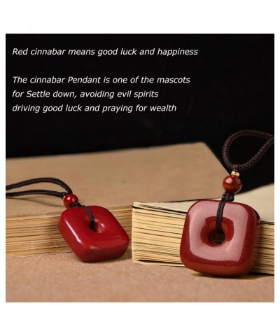 Cinnabar Square PinAn Buckle Mascot Women's Men's Birth Year Necklace Attract Good Luck Wealth Jewelry Gift $11.50 Necklaces