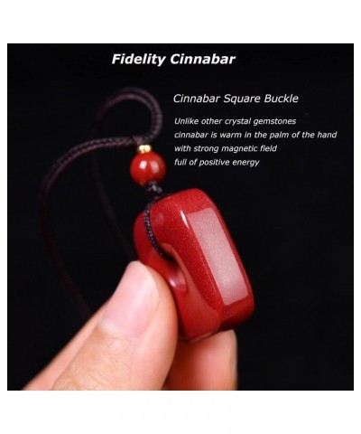 Cinnabar Square PinAn Buckle Mascot Women's Men's Birth Year Necklace Attract Good Luck Wealth Jewelry Gift $11.50 Necklaces