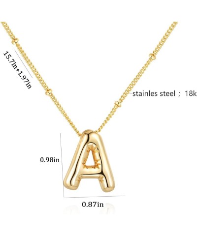 Bubble Letter Necklace For Women, Dainty 18k Gold Plated Chain Pendant Alphabet Necklaces for Girls Birthday Valentines Day P...