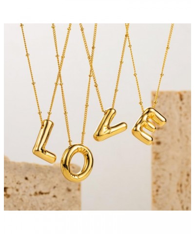 Bubble Letter Necklace For Women, Dainty 18k Gold Plated Chain Pendant Alphabet Necklaces for Girls Birthday Valentines Day P...