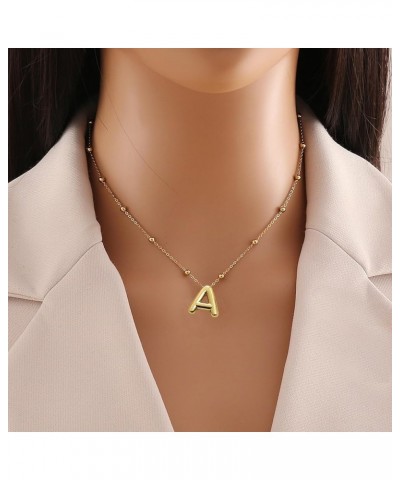 Bubble Letter Necklace For Women, Dainty 18k Gold Plated Chain Pendant Alphabet Necklaces for Girls Birthday Valentines Day P...