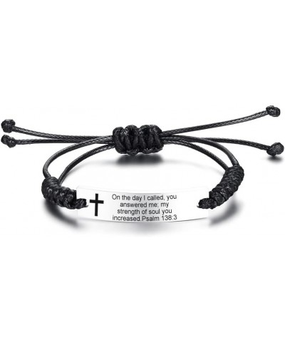 QINGDUO Personalized Unisex Religious Bible Verse Scripture Quotes Bracelet Faith Christian Adjustable Cord Stainless Steel E...