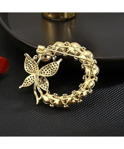 Round Circle Brooch Rhinestone Crystal Brooch 18k Gold Plated Lapel Pin Jewelry Gifts for Women Men Butterfly Brooch-2 $15.50...