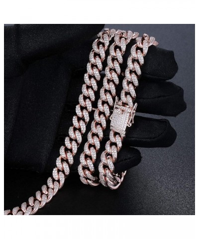 12mm Cuban Link Chain Diamond Iced Out Gold Plated Miami Hip Hop Bracelet Necklace for Men Women Gold Rose Gold-Bracelet-12mm...