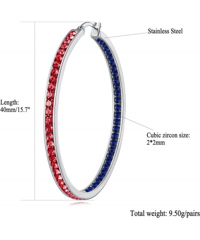 2 Inch Large Hoop Earrings for Women Girls Stainless Steel Hypoallergenic Big Hoop Earrings Cubic Zircon Hoops Rhinestone Ins...