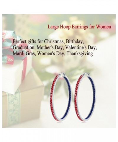 2 Inch Large Hoop Earrings for Women Girls Stainless Steel Hypoallergenic Big Hoop Earrings Cubic Zircon Hoops Rhinestone Ins...