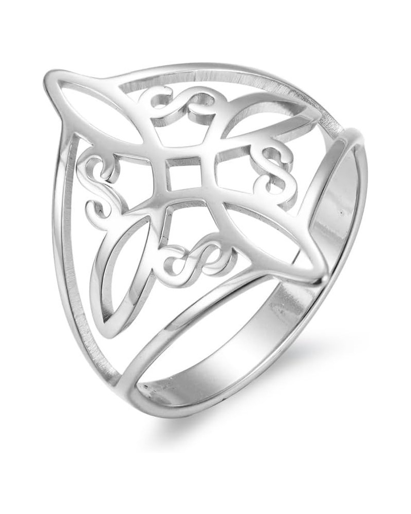 Witches Knot Ring for Women Stainless Steel Geometric Style Witchcraft Celtic Amulet Ring Celtic Knot Ring Vintage Jewelry Fo...