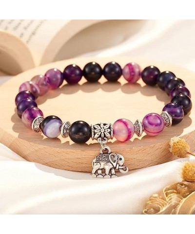 Lucky Elephant Gifts for Women Inspirational Beads Bracelets Natural Stone Bracelet Healing Bracelet Inspirational Bracelet J...