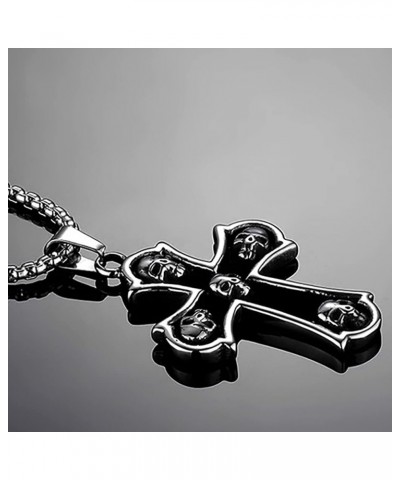Men's Punk Necklace Pendant for Men Boys with 23.6'' Stainless Steel Box Chain cross $5.19 Necklaces