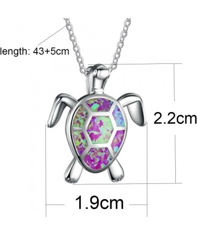 Sea Turtle Pendant Necklace for Women Men Girls Boys, Silver Plated Link Chain Animal Jewlery Purple $5.26 Necklaces