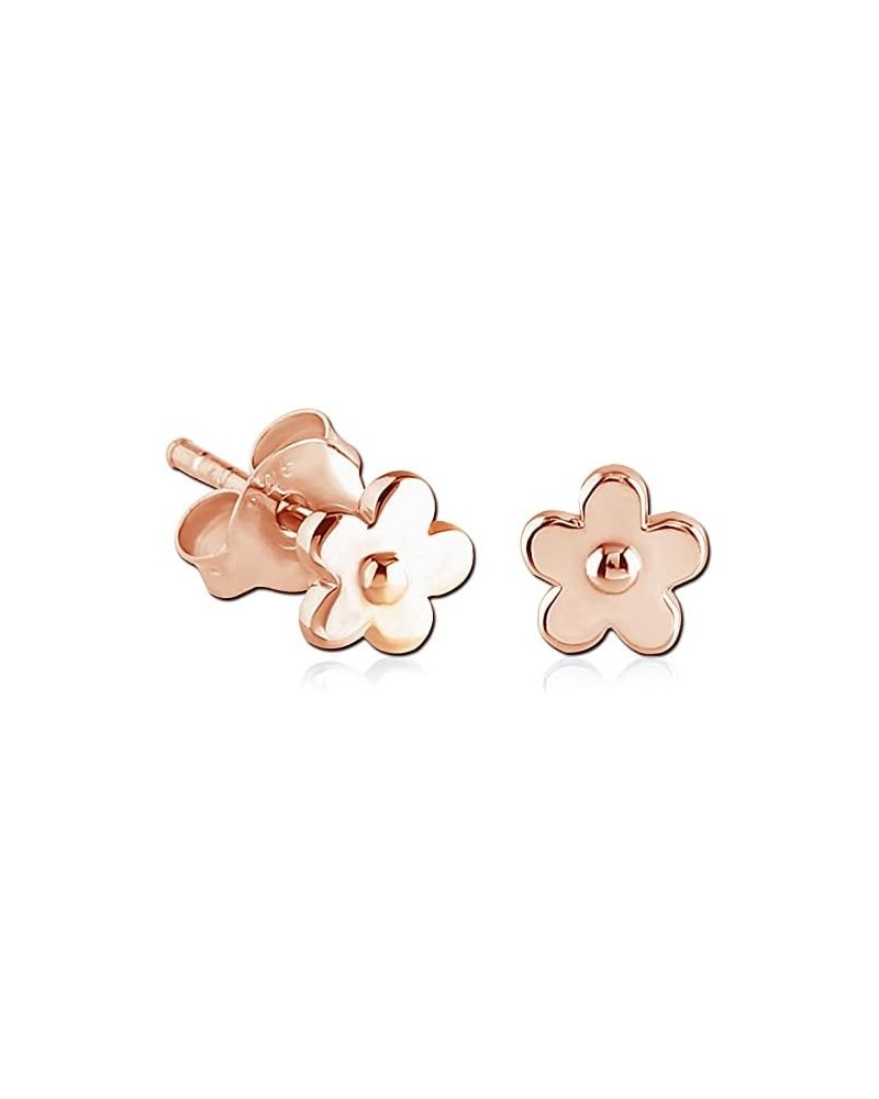 Sterling Silver XS Tiny Flower Stud Earrings 2. SS PVD Coated Rose Gold $10.59 Earrings