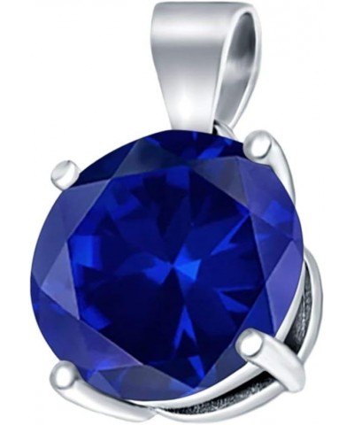 Round Simulated Cubic Zirconia Charm Pendant 925 Sterling Silver (8mm) Simulated Blue Sapphire Cubic Zirconia $9.68 Pendants