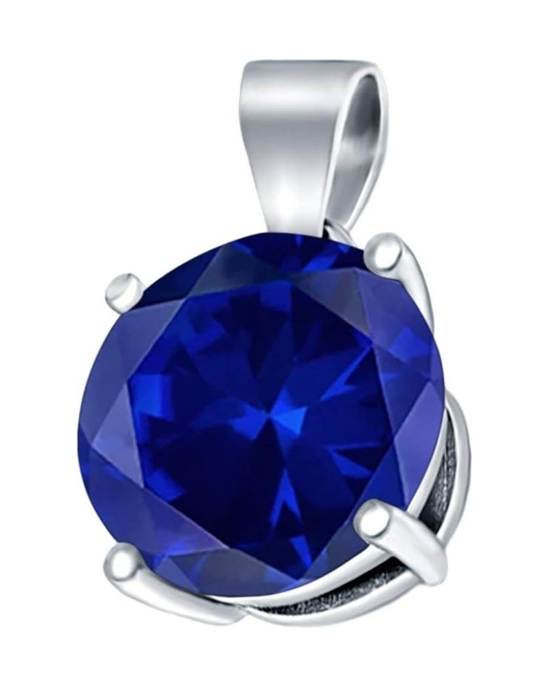 Round Simulated Cubic Zirconia Charm Pendant 925 Sterling Silver (8mm) Simulated Blue Sapphire Cubic Zirconia $9.68 Pendants