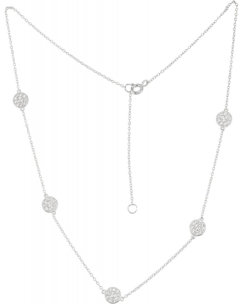 Sterling Silver 16" + 2" CZ Circle Discs Station Necklace $25.79 Necklaces