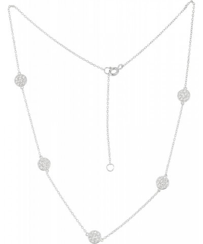 Sterling Silver 16" + 2" CZ Circle Discs Station Necklace $25.79 Necklaces