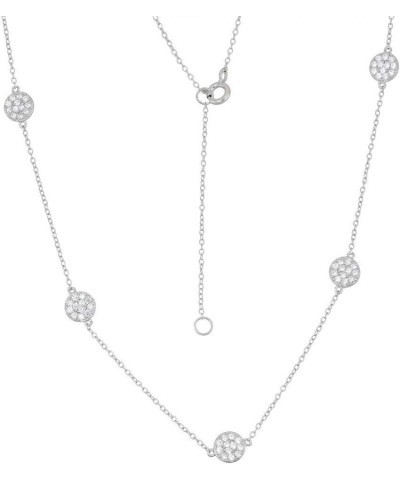 Sterling Silver 16" + 2" CZ Circle Discs Station Necklace $25.79 Necklaces