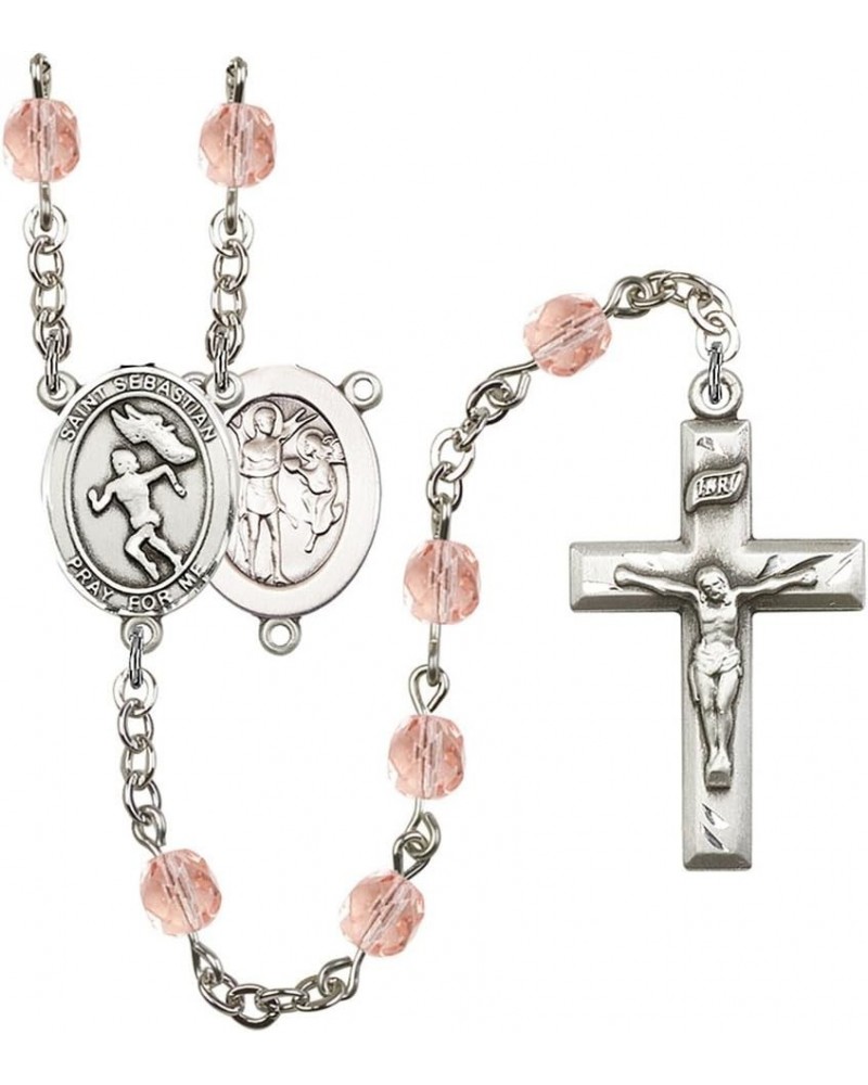 October Birth Month Prayer Bead Rosary with Patron Saint Centerpiece, 19 Inch Saint Sebastian Womens Track and Field $58.84 N...