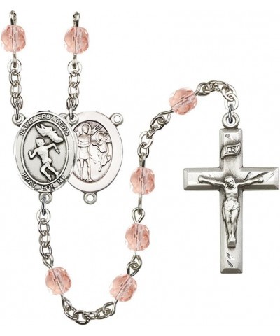 October Birth Month Prayer Bead Rosary with Patron Saint Centerpiece, 19 Inch Saint Sebastian Womens Track and Field $58.84 N...