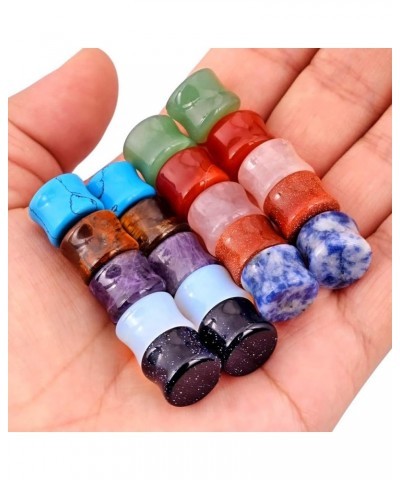 10 Pairs Natural Stone Plugs Double Flared Saddle Ear Expander Stretcher Piercing 00 Gauge-10mm $11.04 Body Jewelry