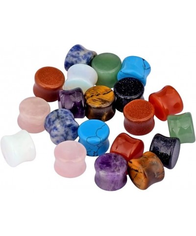 10 Pairs Natural Stone Plugs Double Flared Saddle Ear Expander Stretcher Piercing 00 Gauge-10mm $11.04 Body Jewelry