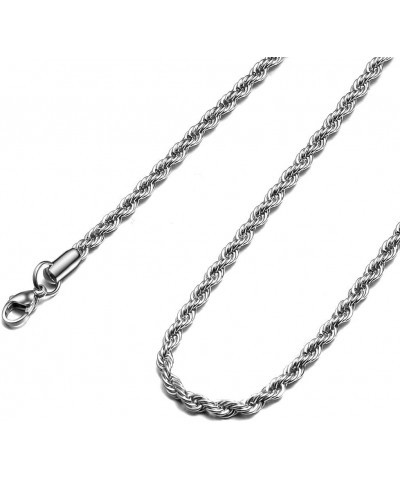 Rope Chain Necklace Stainless Steel Twist Chain Jewelry Necklace for Men Women 24 Inches stainless steel $10.87 Necklaces