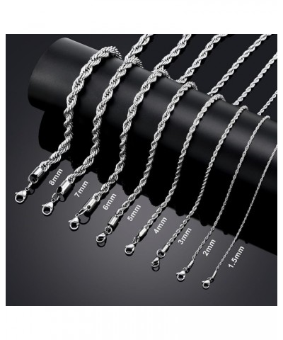 Rope Chain Necklace Stainless Steel Twist Chain Jewelry Necklace for Men Women 24 Inches stainless steel $10.87 Necklaces