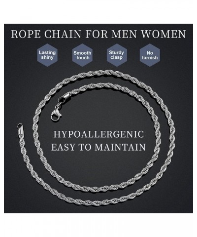 Rope Chain Necklace Stainless Steel Twist Chain Jewelry Necklace for Men Women 24 Inches stainless steel $10.87 Necklaces