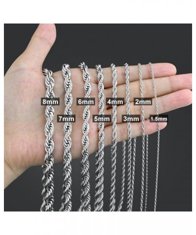 Rope Chain Necklace Stainless Steel Twist Chain Jewelry Necklace for Men Women 24 Inches stainless steel $10.87 Necklaces