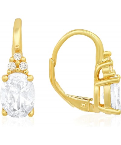 925 Sterling Silver Leverback Earrings for Women | 14k Gold Lightweight Dangling Earrings for Girls | Cubic Zirconia Drop and...