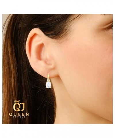 925 Sterling Silver Leverback Earrings for Women | 14k Gold Lightweight Dangling Earrings for Girls | Cubic Zirconia Drop and...