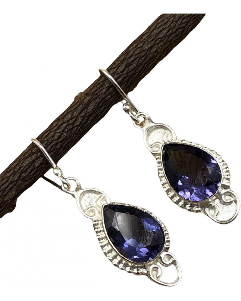 Natural IOLITE Gemstone 925 Sterling Silver Jewelry Earring,Stylish Earring For Her,Fine Jewelry,Drop & Dangle Earring,Handma...