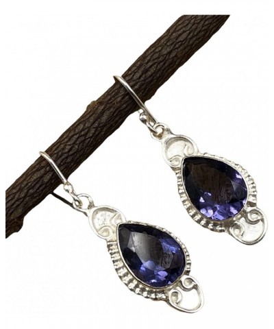 Natural IOLITE Gemstone 925 Sterling Silver Jewelry Earring,Stylish Earring For Her,Fine Jewelry,Drop & Dangle Earring,Handma...