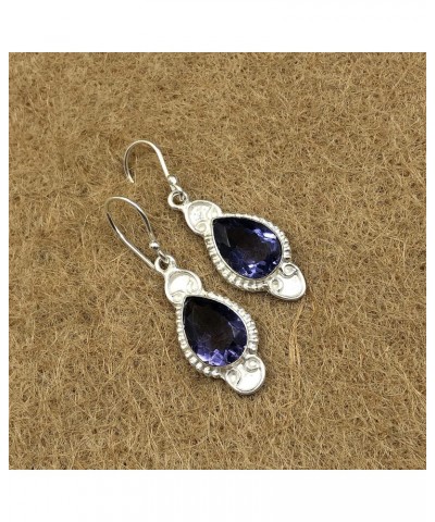 Natural IOLITE Gemstone 925 Sterling Silver Jewelry Earring,Stylish Earring For Her,Fine Jewelry,Drop & Dangle Earring,Handma...