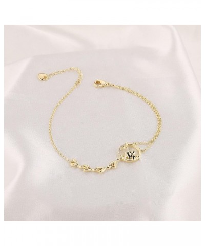 Gold Bracelet for Women Dainty 14K Gold Plated Layered Stackable Cross Pearl Bracelets Tiny Chain Trendy Cute Link Bracelet J...