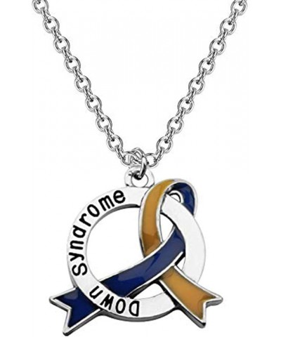 Down Syndrome Awareness Gift Blue and Yellow Awareness Down Syndrome Ribbon Necklace Down Syndrome Jewelry down syndrome neck...
