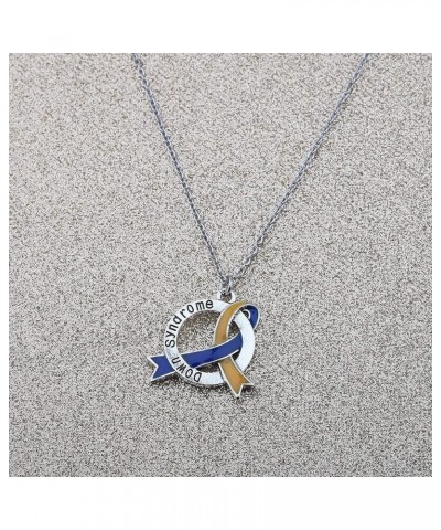 Down Syndrome Awareness Gift Blue and Yellow Awareness Down Syndrome Ribbon Necklace Down Syndrome Jewelry down syndrome neck...