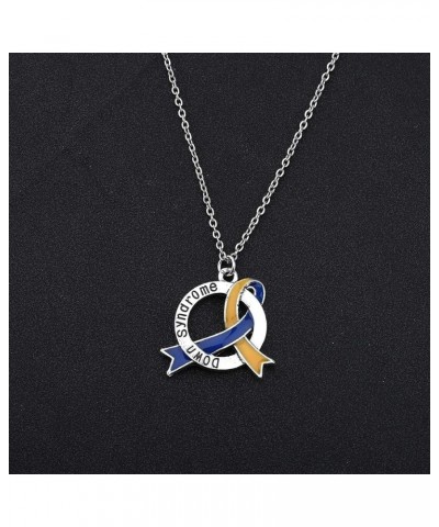 Down Syndrome Awareness Gift Blue and Yellow Awareness Down Syndrome Ribbon Necklace Down Syndrome Jewelry down syndrome neck...