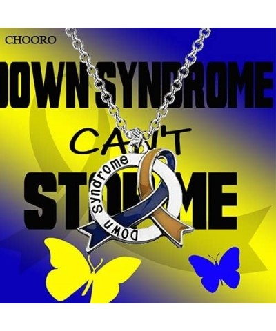 Down Syndrome Awareness Gift Blue and Yellow Awareness Down Syndrome Ribbon Necklace Down Syndrome Jewelry down syndrome neck...