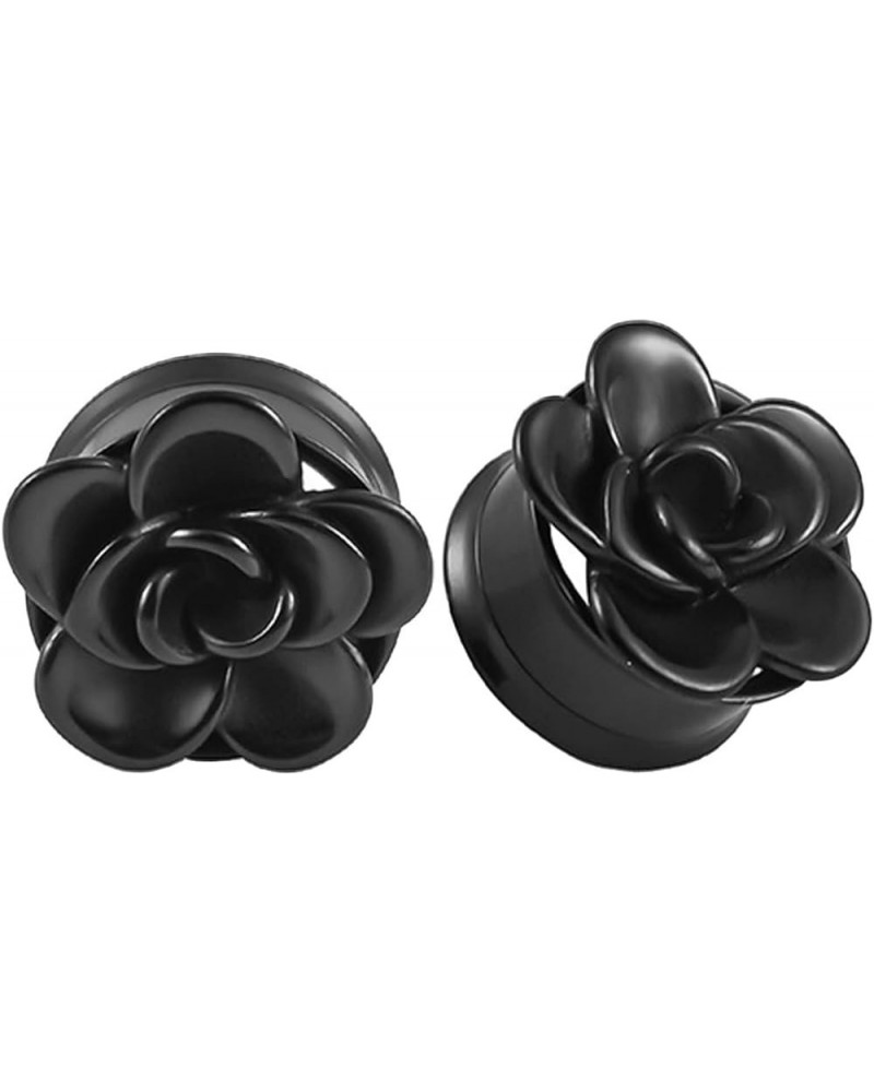 2Pcs Gauges for Men, Ear Gauges Jewelry Flower, Silver Stainless Steel Tunnel Gauges Black 12.0 Millimeters $11.33 Body Jewelry