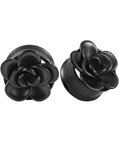 2Pcs Gauges for Men, Ear Gauges Jewelry Flower, Silver Stainless Steel Tunnel Gauges Black 12.0 Millimeters $11.33 Body Jewelry