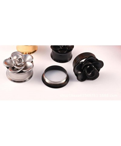 2Pcs Gauges for Men, Ear Gauges Jewelry Flower, Silver Stainless Steel Tunnel Gauges Black 12.0 Millimeters $11.33 Body Jewelry