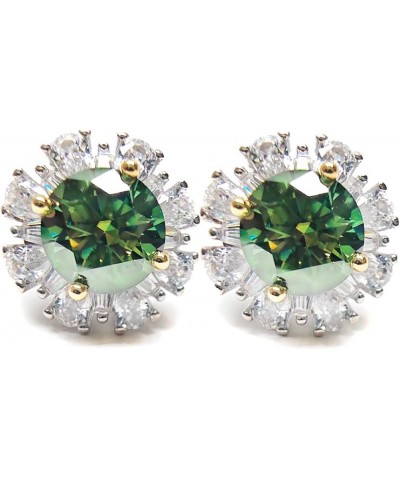 S925 Silver Stud Earring Jewelry 2.0 Carat Green Moissanite Mother Ear Stud Anniversary Party for Women Gift with Gift Box $2...