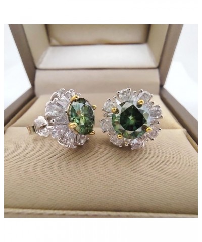 S925 Silver Stud Earring Jewelry 2.0 Carat Green Moissanite Mother Ear Stud Anniversary Party for Women Gift with Gift Box $2...